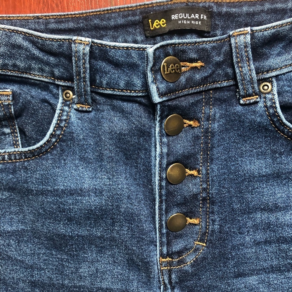 Vintage LEE Metal button fly Regular Fit High Rise Dark Denim 30/23 Jeans